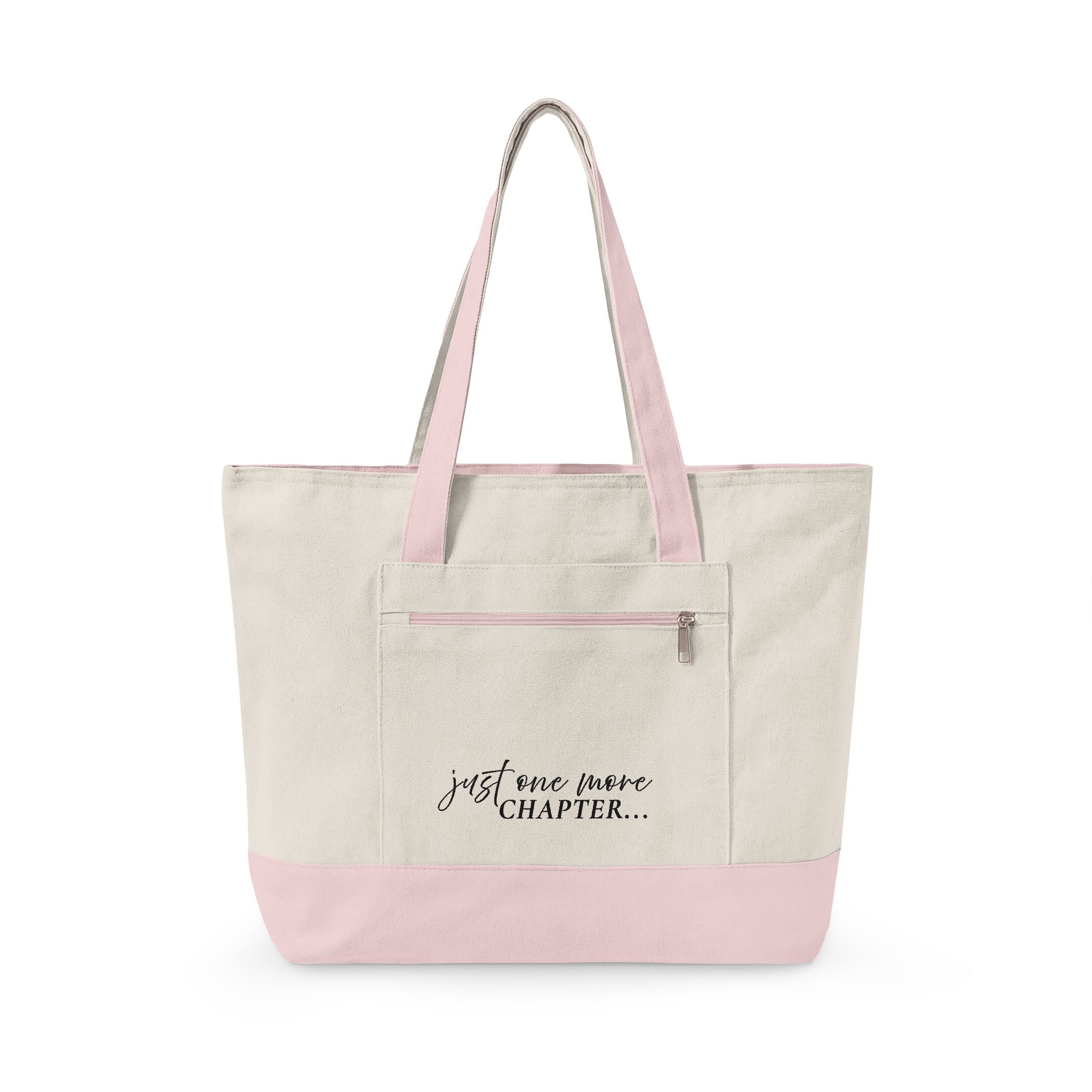 Canvas Tote Bag — “Just One More Chapter” Book Lover Zippered Tote