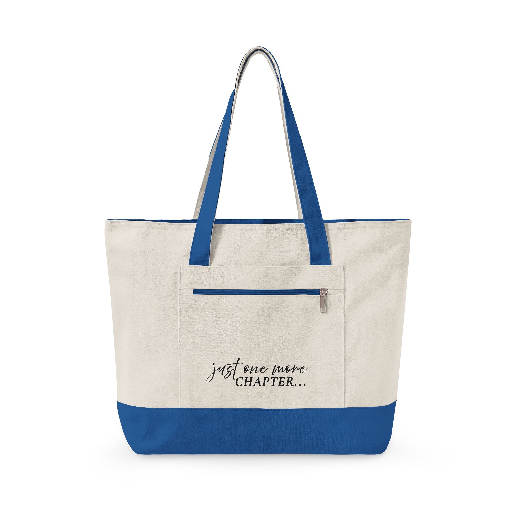 Canvas Tote Bag — “Just One More Chapter” Book Lover Zippered Tote